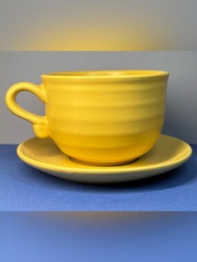 Vintage WCL Large Yellow Cup And Saucer (1970-1980) 25 Oz. 4x5 In